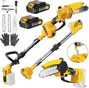 Cordless Pole Saw for Tree Trimming 6 Inches Extended Mini Chainsaws Battery Powered for Tree Branches Trimming Pruning Saw for Home Garden Farm