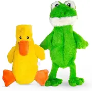FGA MARKETPLACE Duck-Frog Flat NO Stuffing NO Squeak Plush Dog Toy, 21 inch