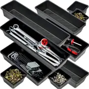 Tool Box Organizer Tray Divider Set, Extra Large Toolbox 6 PCS LARGE, Black