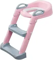 Bliss Gifts & Homewares Potty Training Seat with Step Stool Ladder I Comfortable Adjustable Toddler Toilet Seat I Soft Not-Cold Padded I Built-in Non-Slip Steps Soft Pad for Boys and Girls - Pink