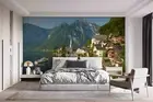 3D Mountains Lake Building Wallpaper Wall Murals Removable Wallpaper 422