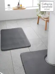 Catherine Lansfield Grey Anti-Bacterial Memory Foam Bath Mat And Pedestal Mat (A58932) | $48