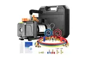 4CFM Vacuum Pump Set 1/3HP 1 Stage Air Conditioning HVAC Refrigeration AC Car Auto Repair Tools Food Clothes Packaging R134A R410 R502 Manifold Gauges