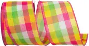 2.5"X10Yds Celine Springtime Plaid Wired Edge Ribbon