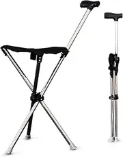 Cane with Seat, Portable Stool Chair, Camping Stool, Small Folding Chair, Folding Camping Stool, Supports Up to 150 KG Cameping Chairs, Ideal for Outdoor Activities, Hiking, Seniors