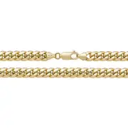 Girls 9ct Gold 6mm Semi Solid Cuban Curb Chain Necklace