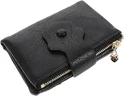 [Holibanna] Mini Zipper Wallet Women's Card Holder Chic Vintage Floral Design Compact Portable Pu Material Easy to Clean