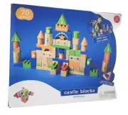 Geoffreys Toy Box 70 Pieces Castle Blocks Building Set All Natural Wood