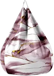 Morbuy 3D Marble Bean Bag Cover, Polyester Sofa Cover Lazy Lounger Bean Bag No Filler, Washable Puff Sofa Lounge Recliner Sac for Indoor Outdoor (Plum,L)
