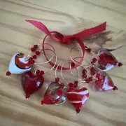 RED VALENTINES DAY 6 FUN RED VALENTINES HEARTS Wine Glass Ring Charms Set Of 6