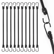 10 Pack 12 Inch Small Bungee Cords with Hooks for Camping Tarps Tents Hiking