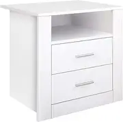 Artiss Bedside Table White Bed Side Tables Storage Small Narrow Desk Chest of Drawers, with 2 Drawer + Shelf, Bedroom Living Room Home Furniture Tallboy Lamp Nightstand Cabinet in 54cm Height