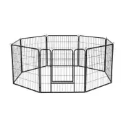 Petzly Dog Playpen Pet Cage Enclosure 8 Panel 80x80CM Black