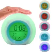 Kids Alarm Clock LED Digital Clock 7 Color Changing Night Light Bedside bedos