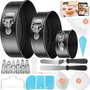 144Pcs Cake Pan Set, Cake Decorating Kit with 3 Nonstick round Springform Pans (