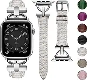 wutwuk Compatible with Apple Watch Band 42mm 41mm 40mm 38mm 46mm 45mm 44mm 49mm Leather Ladies for iWatch Series 10 SE 9 8 7 6 5 4 3 2 1 with Metal Buckle Women