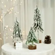 Mini Snow-Frosted Pine Needle Christmas Tree Tabletop Decor Small Desktop Orname