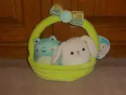 SQUISHMALLOWS Easter Basket With 5" FERDIE FROG & VALENTINA BUNNY