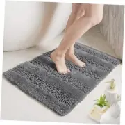 Bath Mats - Extra Soft Plush Non-Slip Striped Bathroom Rug, Super Absorbent