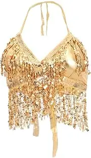 [Oshhni] The Turkish Sequin Belly Dance Bra Top with Fringes 5 Colors