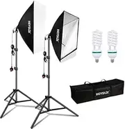 Heysliy Softbox Lighting Kit, Photography with 150W 5500K Daylight Bulb & E27 Socket, Studio Light for Fashion Portrait, Product Photography, Video Shooting, Live Stream, 2 x 20'' x 28''