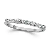 0.13 CT. T.W. Natural Diamond Station Stackable Band in Solid 10K White Gold