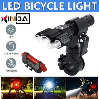 Cycling LED Front Lamp torch Bike Rechargeable Bicycle Head Light Long-Range USB