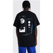 Mens Black Oversized Space Back Graphic T-shirt