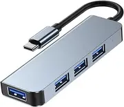 Yardenfun Aluminum Alloy Type-c Docking Station 4 Port USB 3.0 Hub Splitter Laptop Accessory for Fast Data Transfer