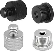 AFUNTA 4 PCS Mic Stand Adapter, 1/4 Female to 5/8 Male and 5/8 Female to 3/8 Male Screw Thread Adapter Set for Microphone Stand Mount to Camera Tripod Adapter