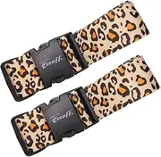 Teeoff Luggage Straps 2 Pack Suitcase Belts Travel Bag Accessories Adjustable (Leopard - 2 Pack)