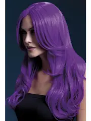 Khloe Neon Purple Womens Deluxe Wavy Fashion Wig