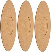 ETHZZLE 3pcs Cork Turntable Mat Vinyl Record Player Accessories for Noise Reduction and Vibration Control Natural Cork Slipmat for Stable Playback and Enhanced Sound Quality