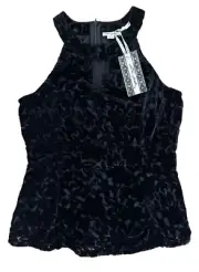 Ultra Pink Women's Halter Tank Top Blouse Rayon Sleeveless Lined Size S Black