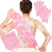 Exfoliating Shower Bath Gloves Back Scrubber Set for Body, Face, Shower, Bath...