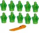 LEGO 10 Piece Crystals Bright Green plus 8 Piece White Picket Fence