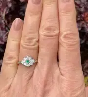 0.60 Ct Square Natural Emerald Diamond Women Ring 14K solid white gold