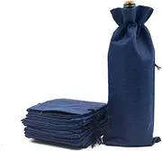 Bezall 10Pcs Burlap Wine Gift Bags with Drawstring, Reusable Linen Champagne Wine Bottle Covers for Christmas, Wedding, Birthday, Wine Tasting, Housewarming, Travel (Royal Blue)