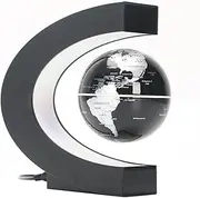 3" C Shape Magnetic Levitation Floating Globe Maglev Levitation Rotating Globe World Map with d Lights for Teaching Home Office Desk Decoration