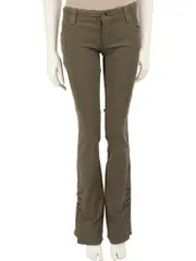 Khaki Denim Floral Patch Jeans