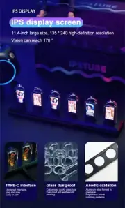 Modern Nixie Tube Clock IPS Display Desk Clock Digital Alarm Clock Bedroom Decor