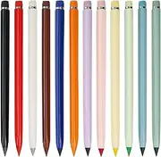 12 Pieces Colored Pencil, Inkless Everlasting Pencils with Removable Tip and Eraser, Non Sharpening Coloring Pen for Writing Drawing, Multipurpose Reusable Colorful Inkless Pen