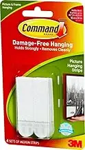 Command 17201 Picture Hanging Strip, Medium, White (Pack of 4)