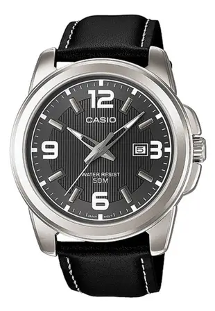 Casio Men's Analog Watch MTP-1314L-8A Black Genuine Leather Band Watch for mens