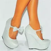 Women Gladiator Sandals Bowknot Platform Wedge High Heels Big Size Party shoes