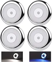 acegoo RV LED Puck Light Camper Van 3” Overhead Ceiling Light, 12V Down Light for Motorhome Boat Truck Trailer Cars, Inbuilt Dimmer Switch & Blue Nightlight, CRI90+ (Chrome 5000K)