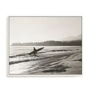 Artey | BW Surfer - Framed Canvas - White Frame - 100 x 125cm