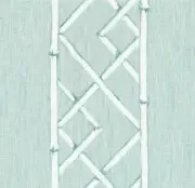 Kravet Bamboo Lattice Linen Print Fabric- Latticely / Aquamarine (115) 5.35 yds