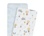 2Pc Living Textiles Infant Cotton Nursery Bassinet Fitted Sheets up up & Away