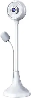 Oimzzr A09 USB Desktop Stand-Up Camera M l Focus Wide Angle Lens Easily Switch Between Horizontal and Vertical Screens Height Adjustable Tube 360° Rotation 1080P HD with Microphone Suitable White